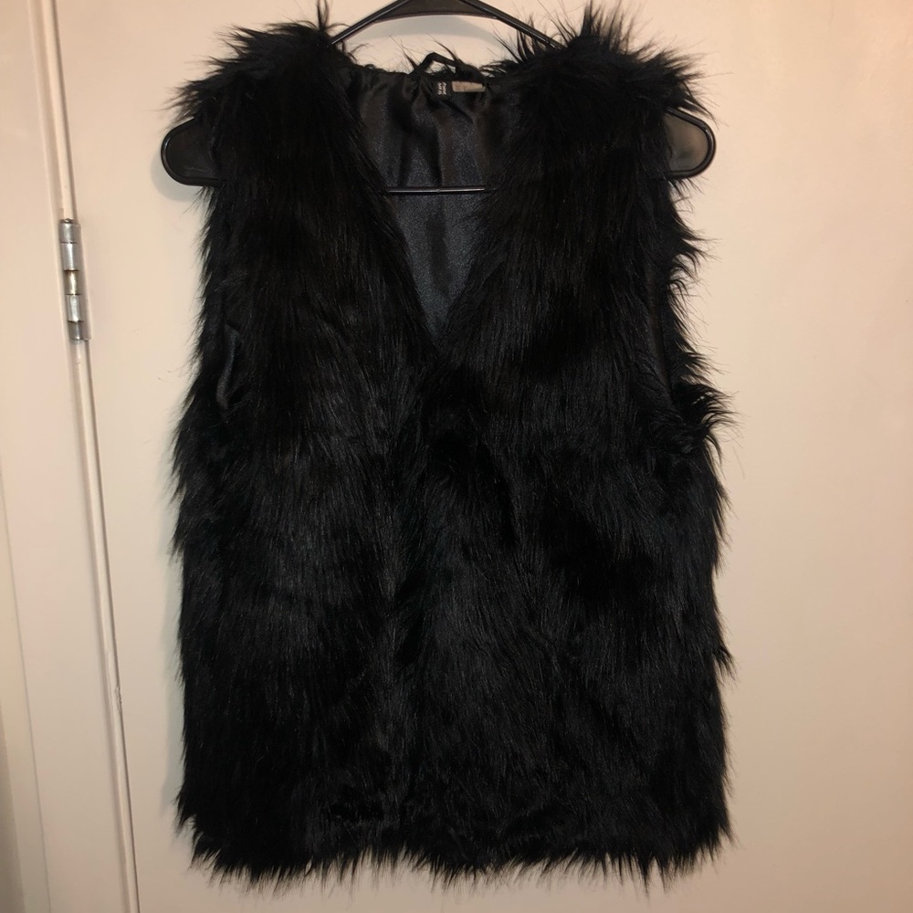 Black Faux Fur Vest